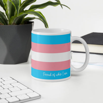 transgender coffee mug on desk