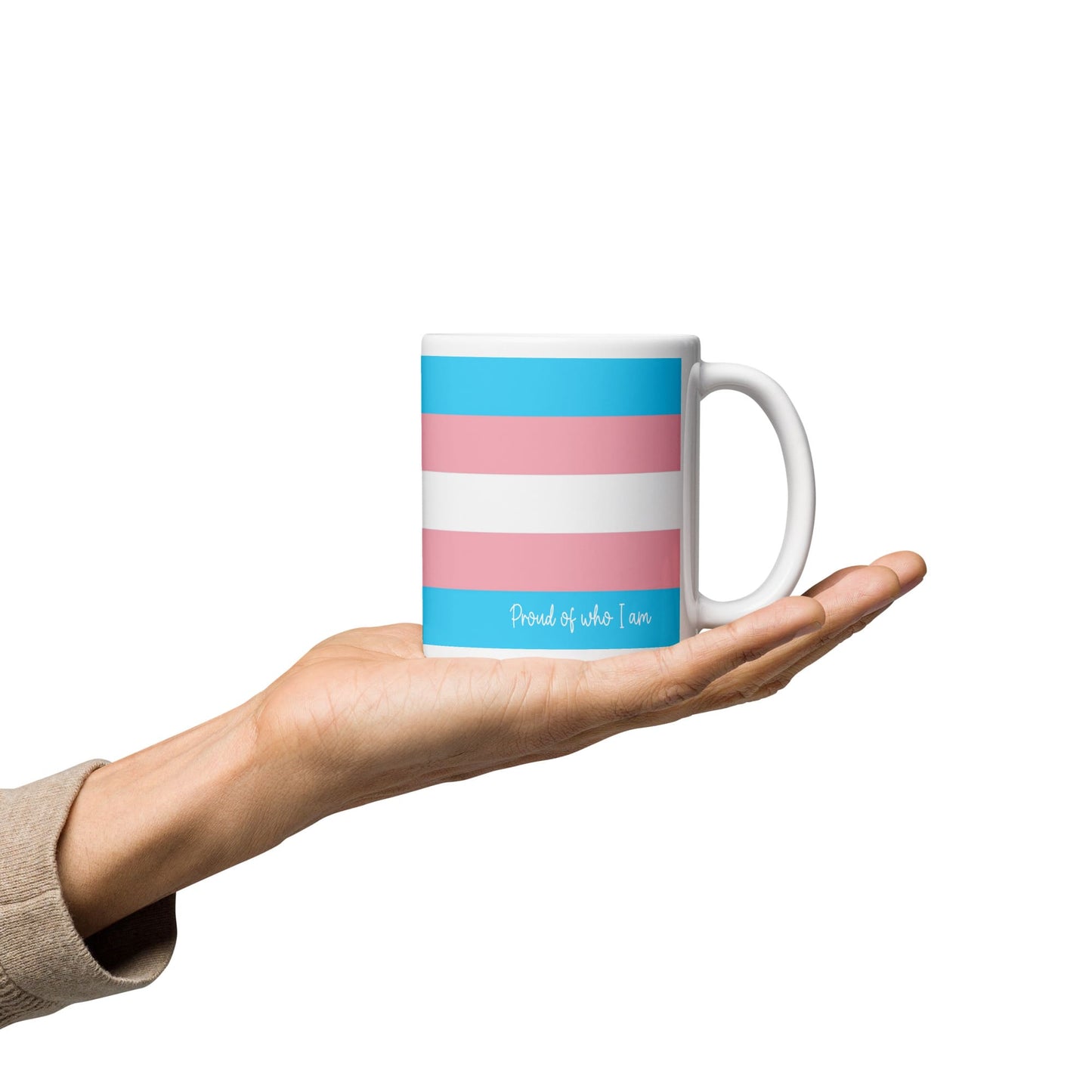 transgender coffee mug on hand