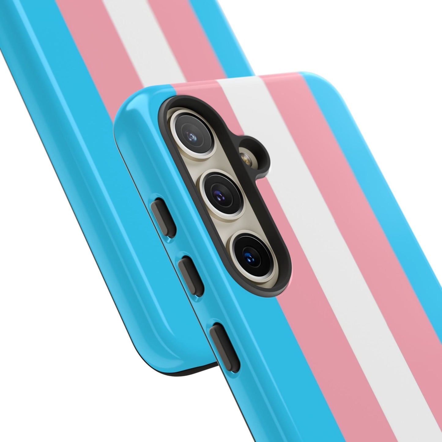 transgender flag phone case, close up