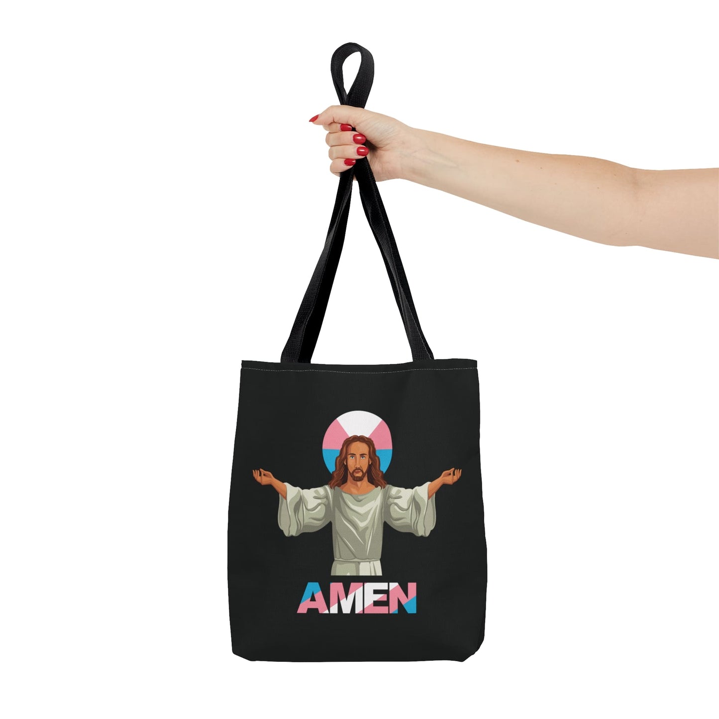 transgender tote bag, trans pride jesus, small