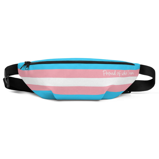 transgender fanny pack, trans pride flag waist bag, front