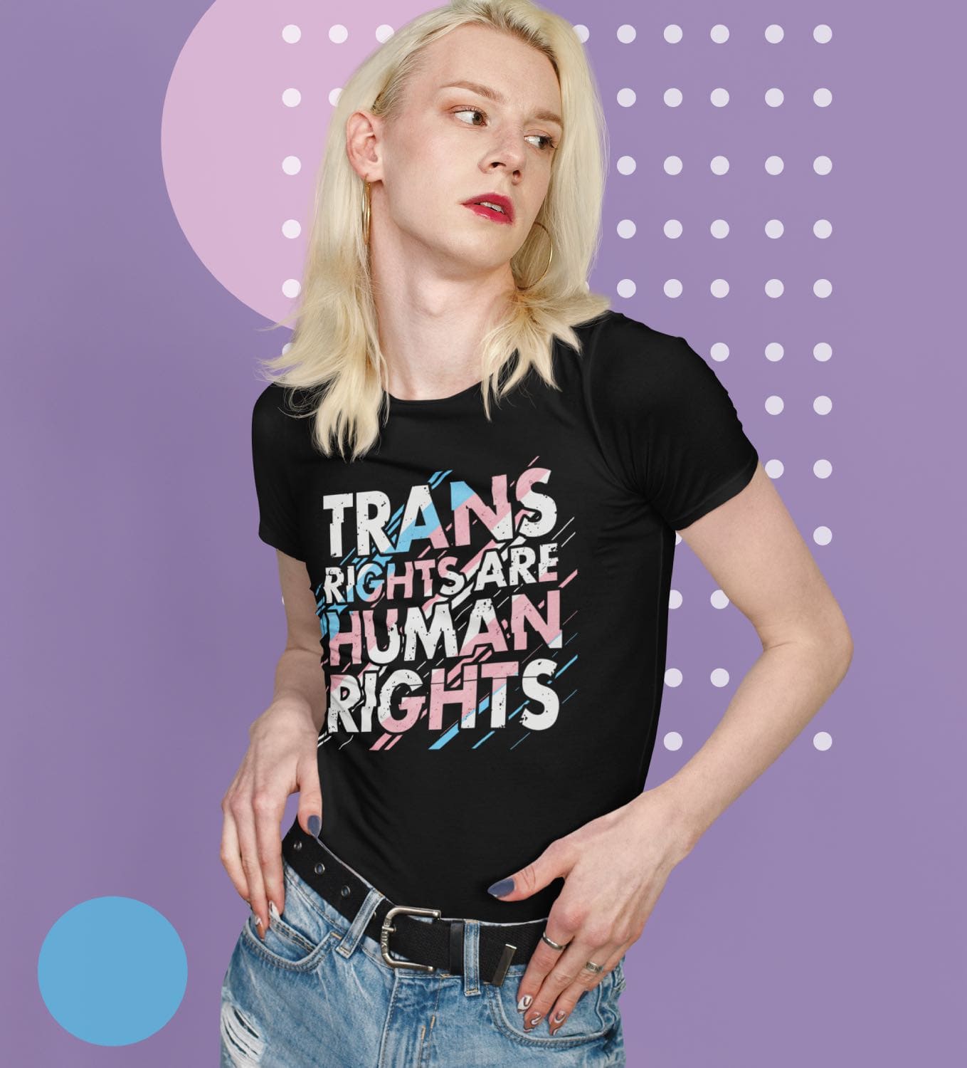 transgender shirt, trans rights are human rights, in use