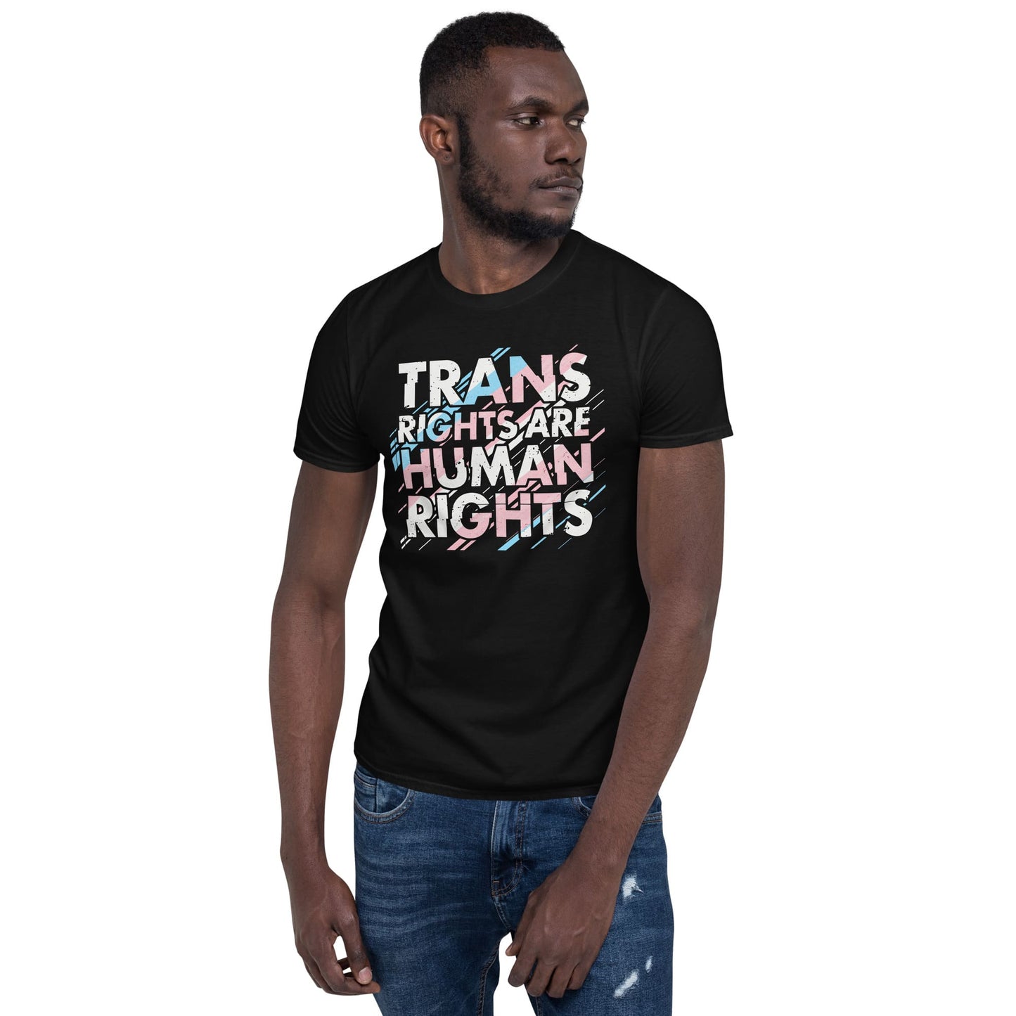 transgender shirt, trans rights are human rights, black model