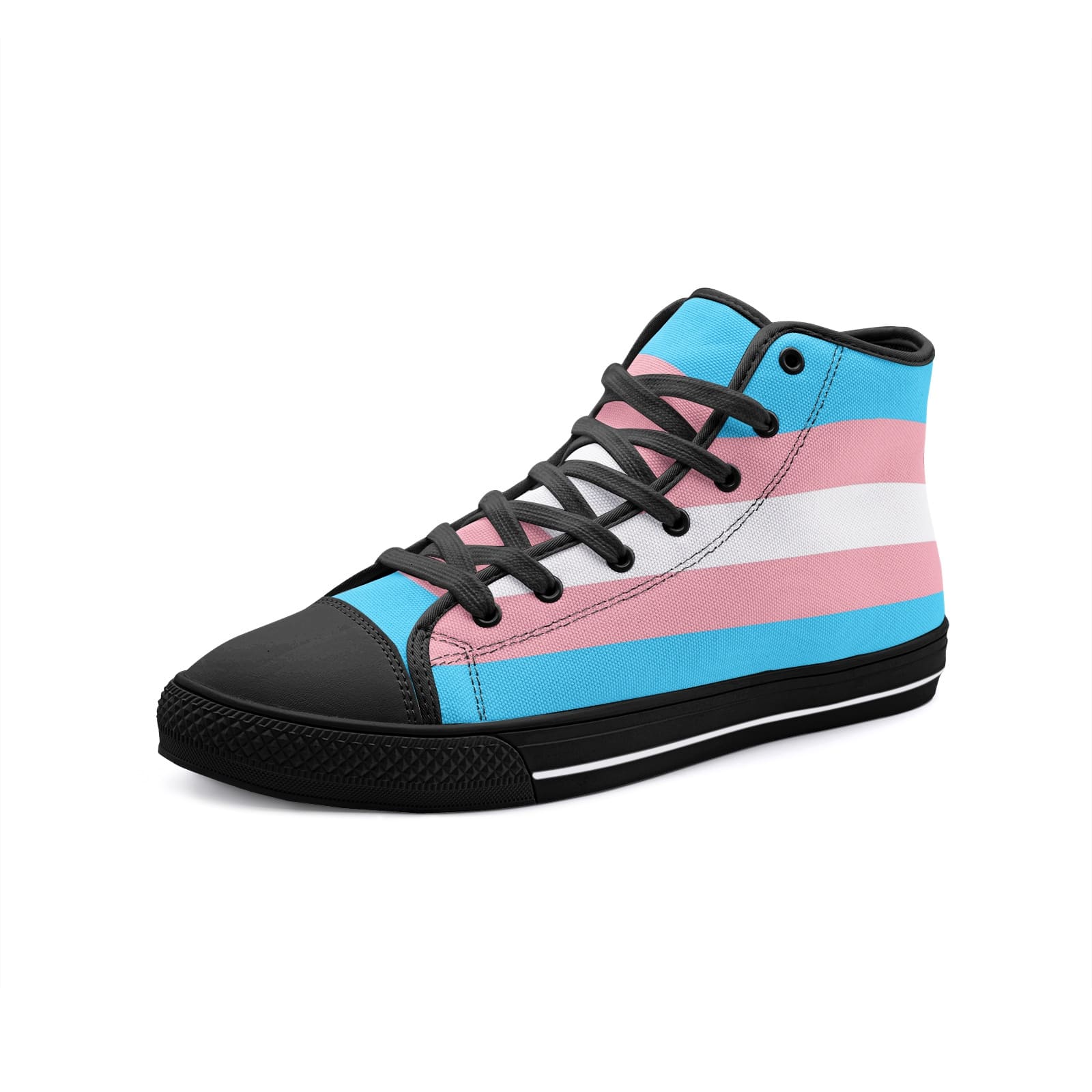 transgender shoes, trans pride flag sneakers, black