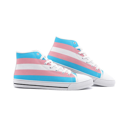 transgender shoes, trans pride flag sneakers, white