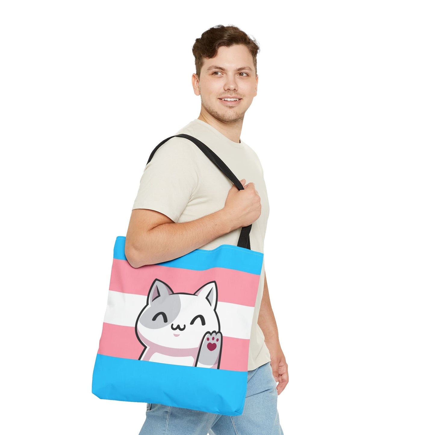 transgender tote bag cute cat, large