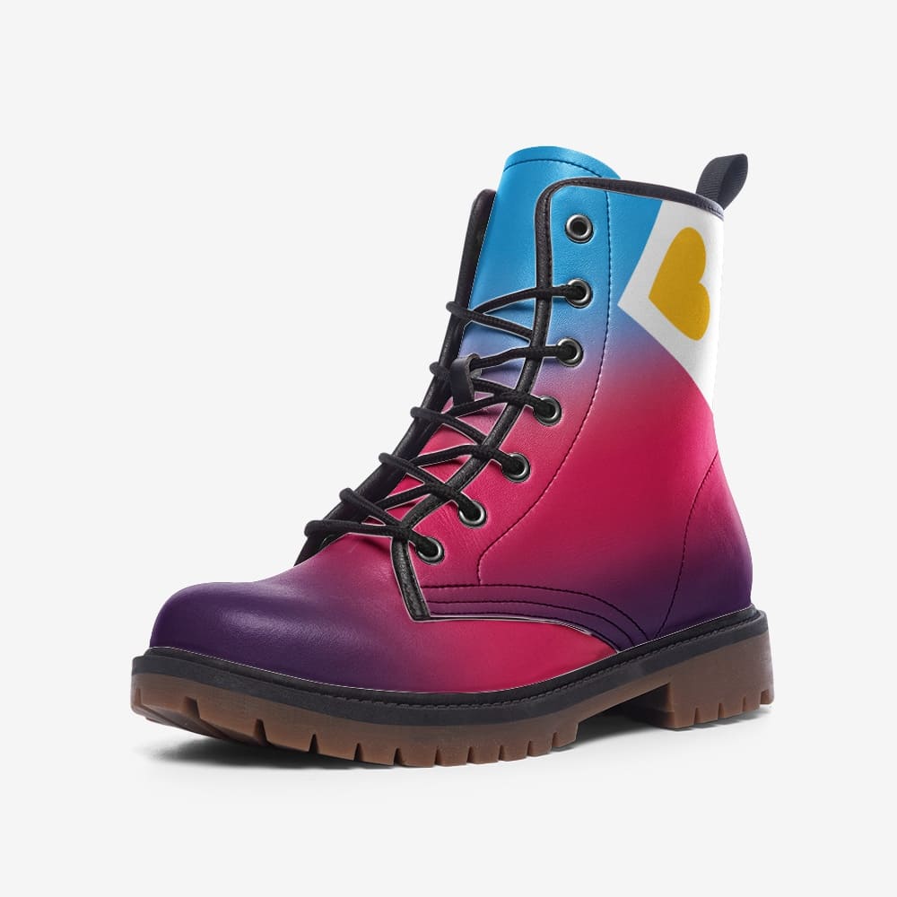 polyamory shoes, tricolor polyamorous combat boots
