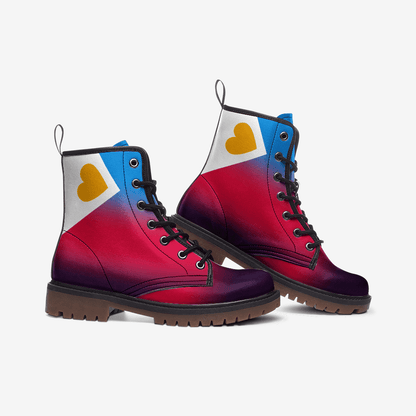 polyamory shoes, tricolor polyamorous combat boots, side