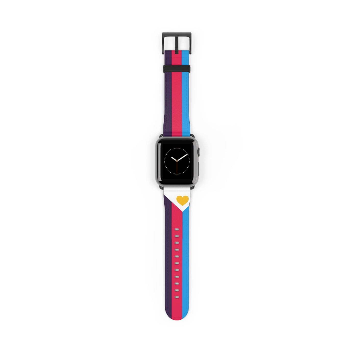 polyamory apple watch band, new tricolor polyam pride flag, black