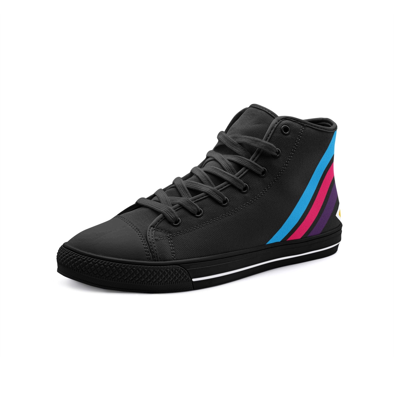 polyamory shoes, tricolor polyamorous sneakers, black