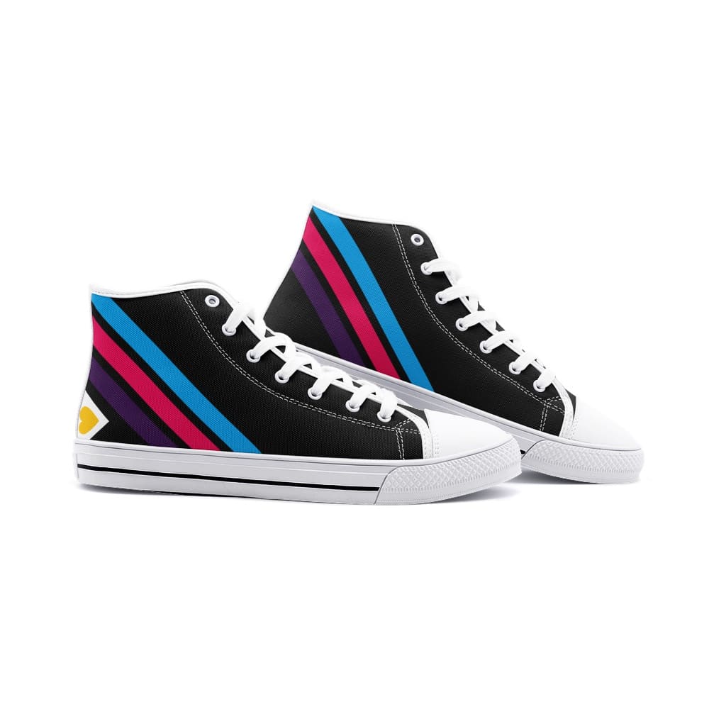 polyamory shoes, tricolor polyamorous sneakers, white