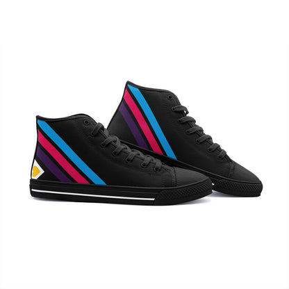 polyamory shoes, tricolor polyamorous sneakers, black