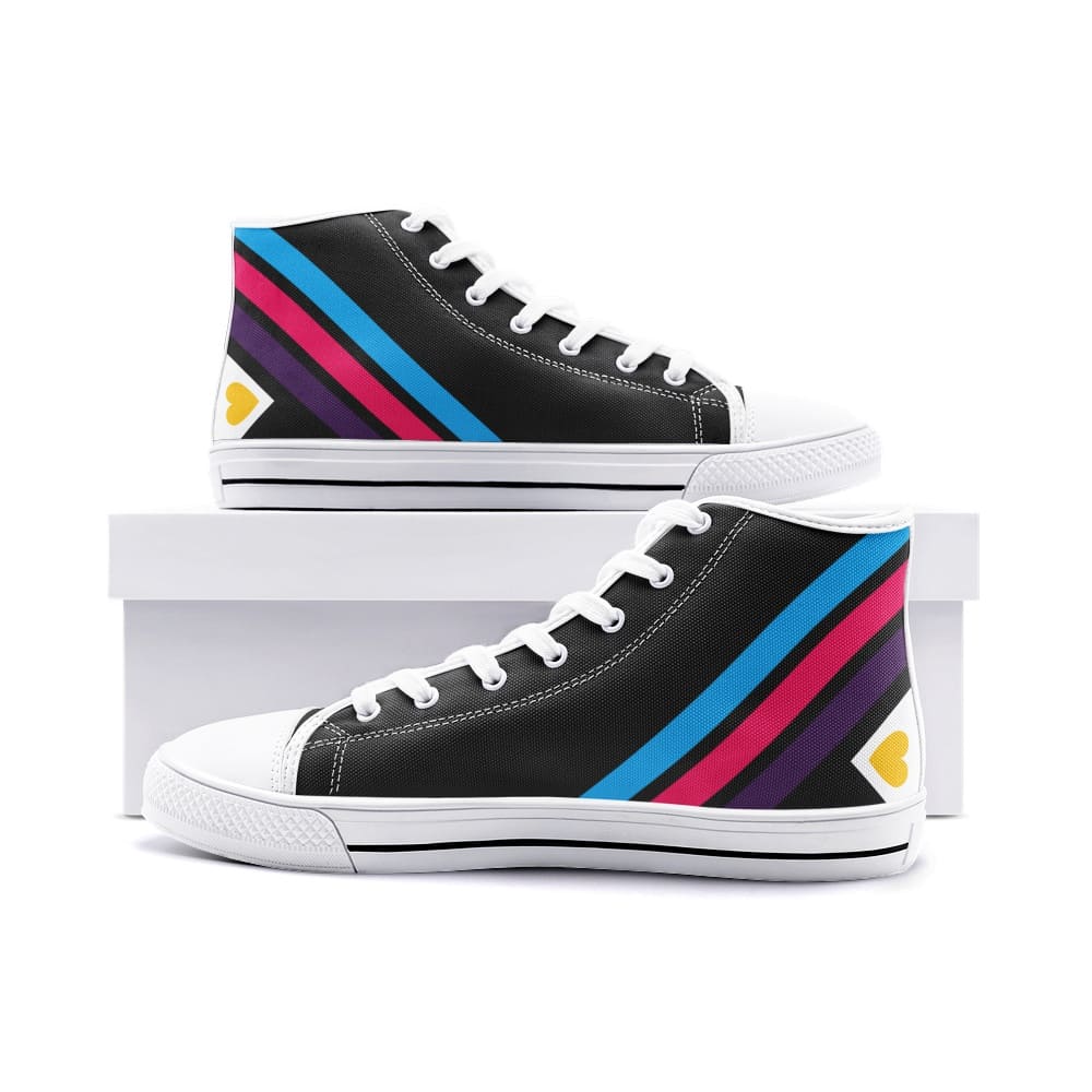 polyamory shoes, tricolor polyamorous sneakers, white
