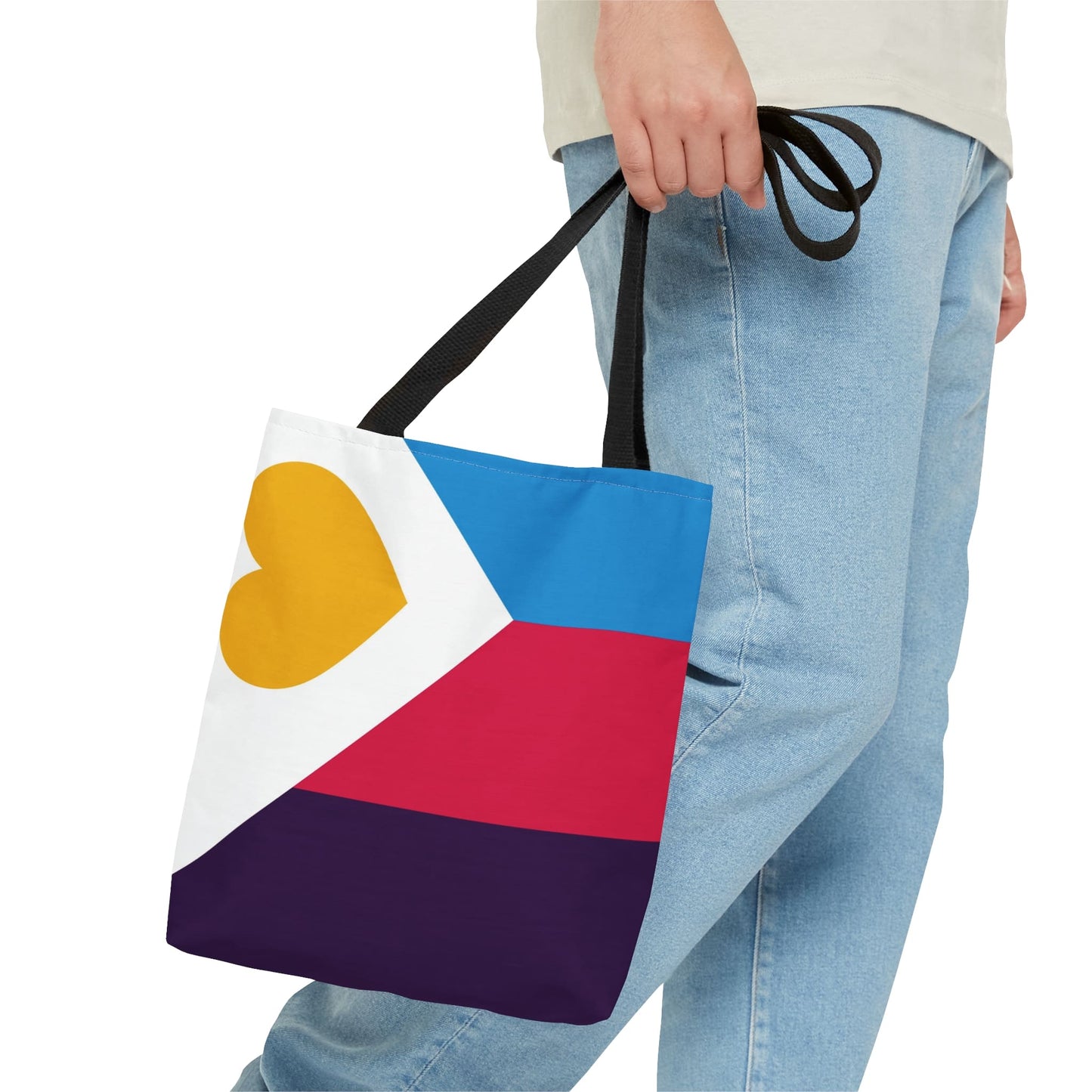 polyamory tote bag, new tricolor polyamorous pride bag, small