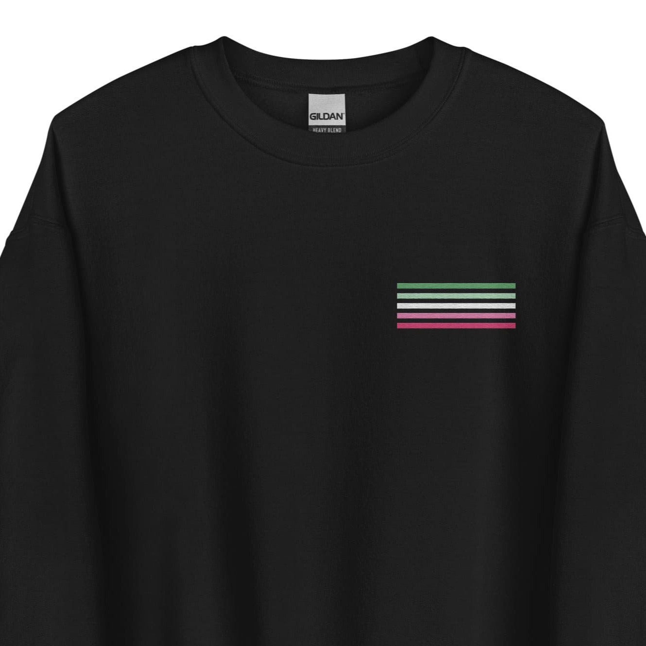 abrosexual sweatshirt, subtle abro pride flag embroidered pocket design sweater, main