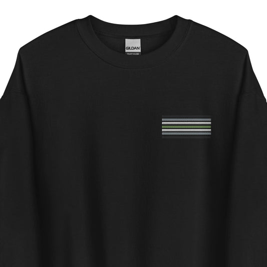 agender sweatshirt, subtle genderless pride flag embroidered pocket design sweater, main