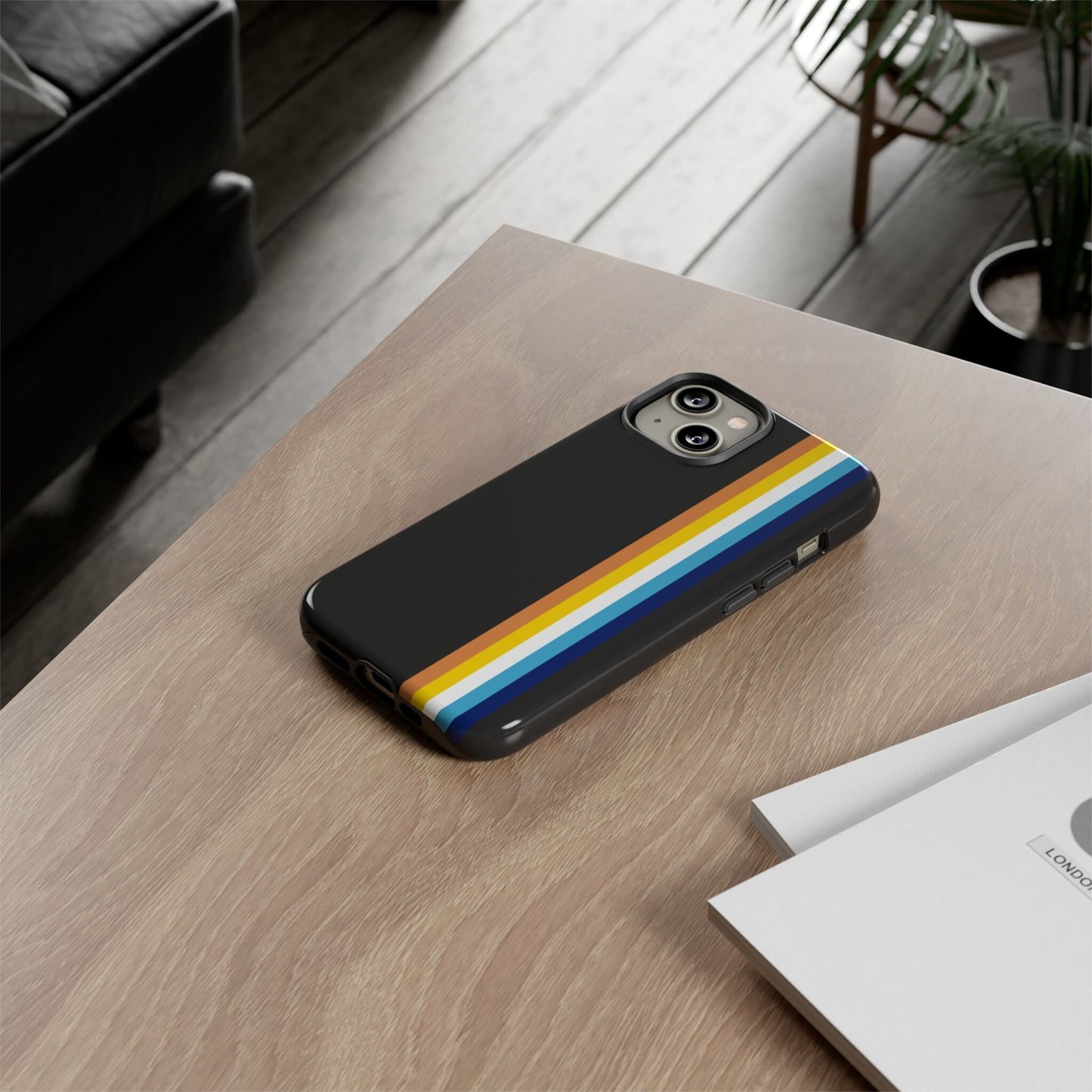 aroace phone case, on table
