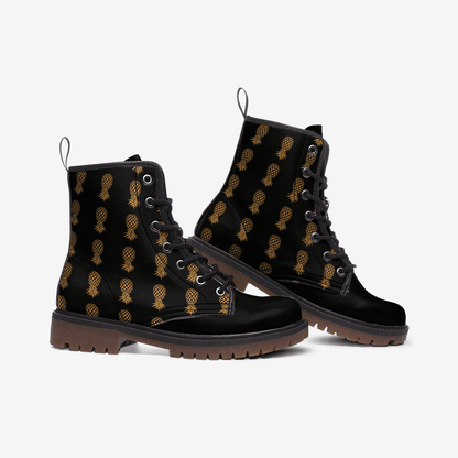 swingers shoes, upside down pineapple combat boots, side