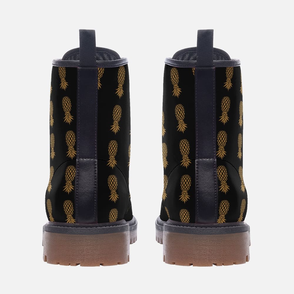 swingers shoes, upside down pineapple combat boots, back