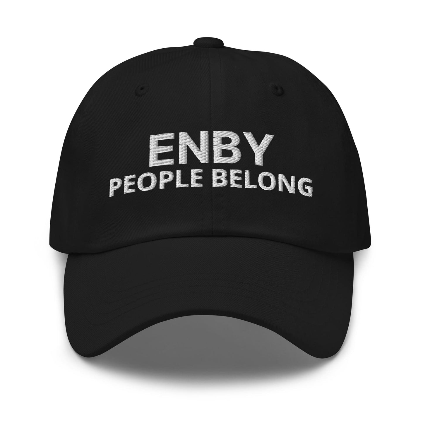 nonbinary embroidery hat enby people belong, black