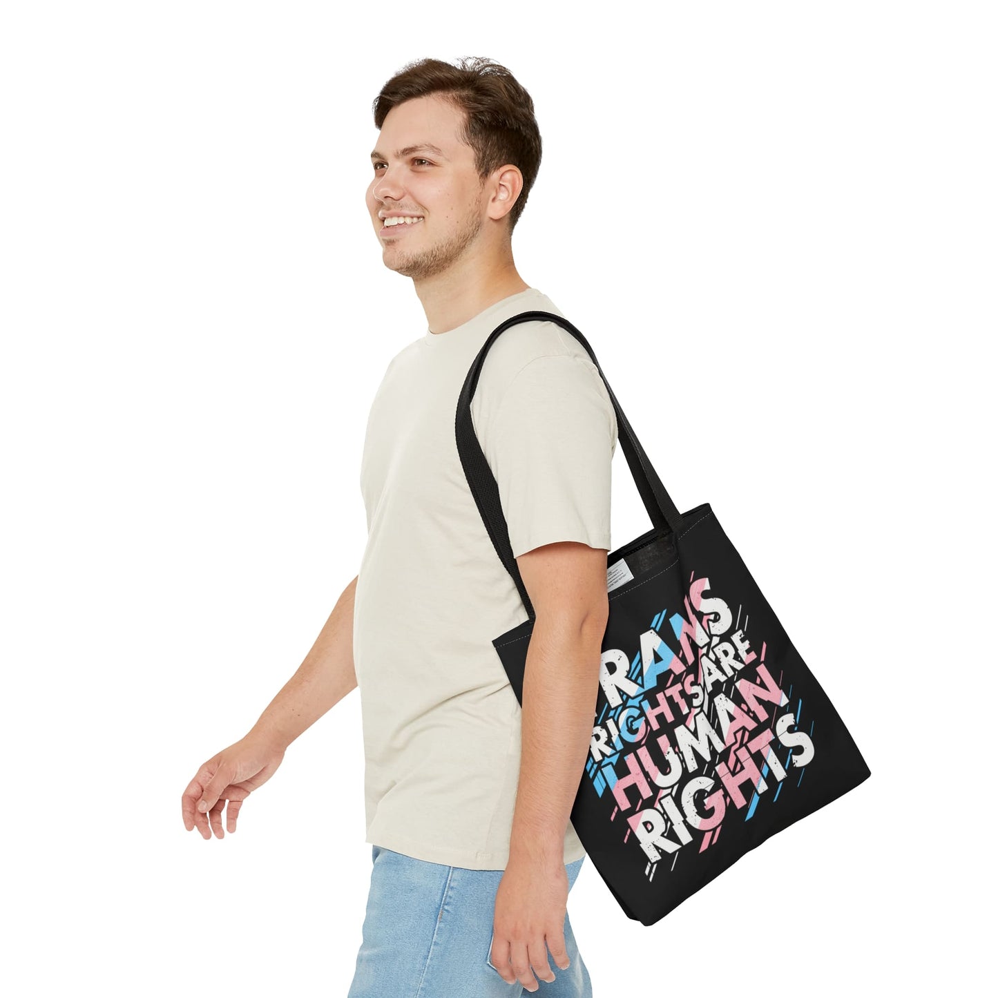 trans rights are human rights transgender tote bag, medium