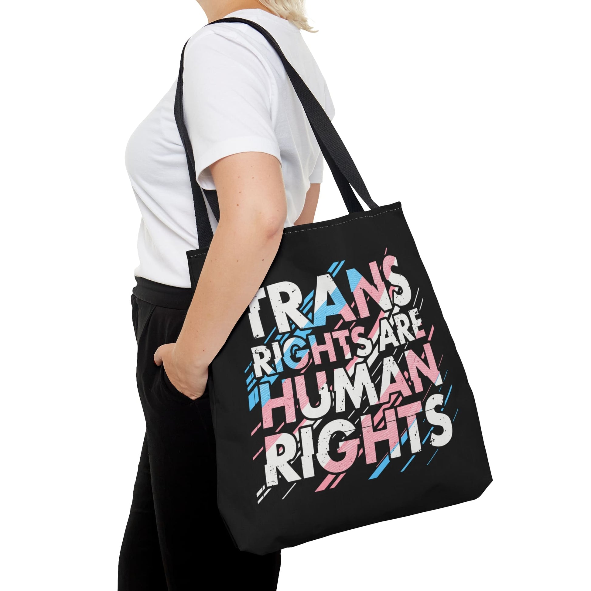 trans rights are human rights transgender tote bag, large