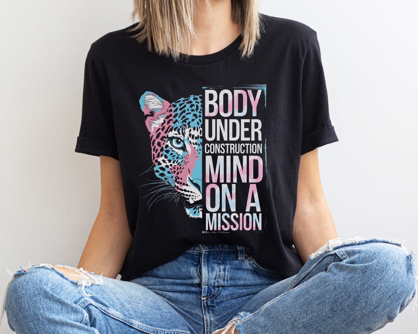 Transgender t-shirt body under construction