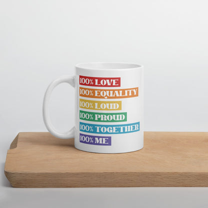 LGBTQ pride mug, LGBT awareness coffee or tea mug on table