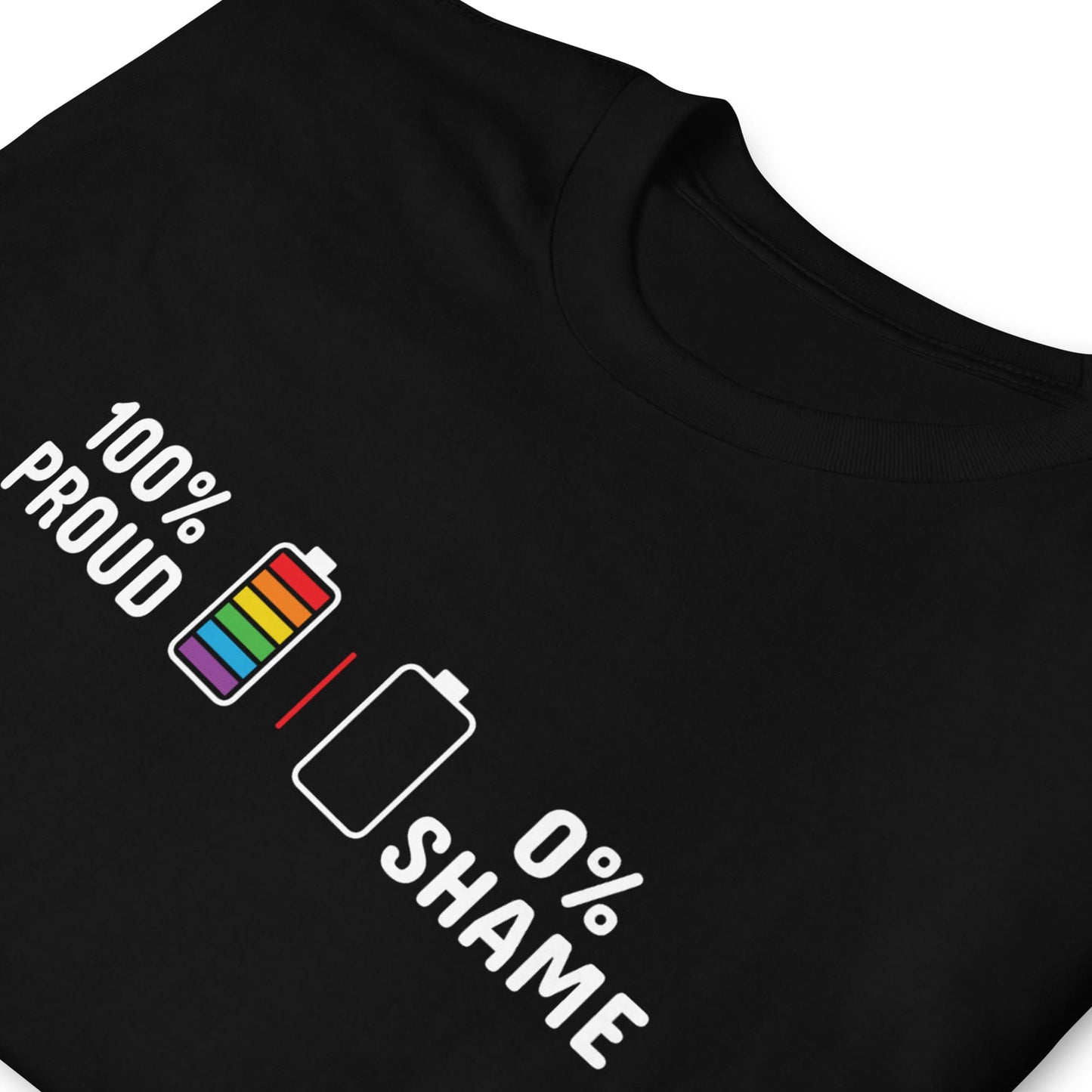 LGBTQ shirt, 100% proud rainbow pride tee, zoom