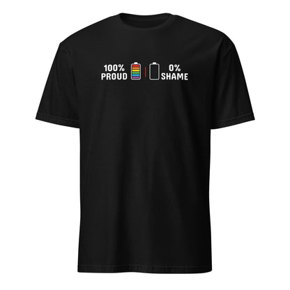 LGBTQ shirt, 100% proud rainbow pride tee, black