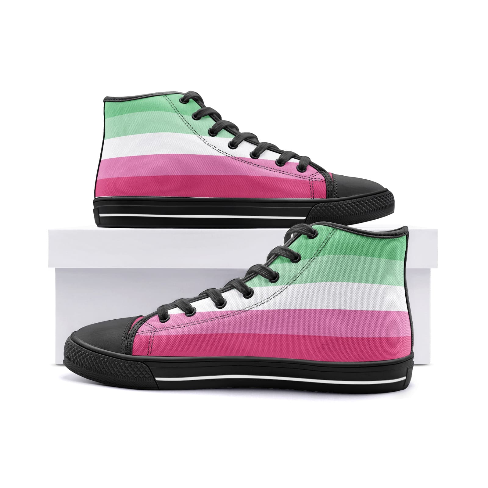 abrosexual shoes, abro pride flag sneakers, black