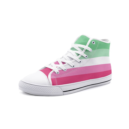 abrosexual shoes, abro pride flag sneakers, white