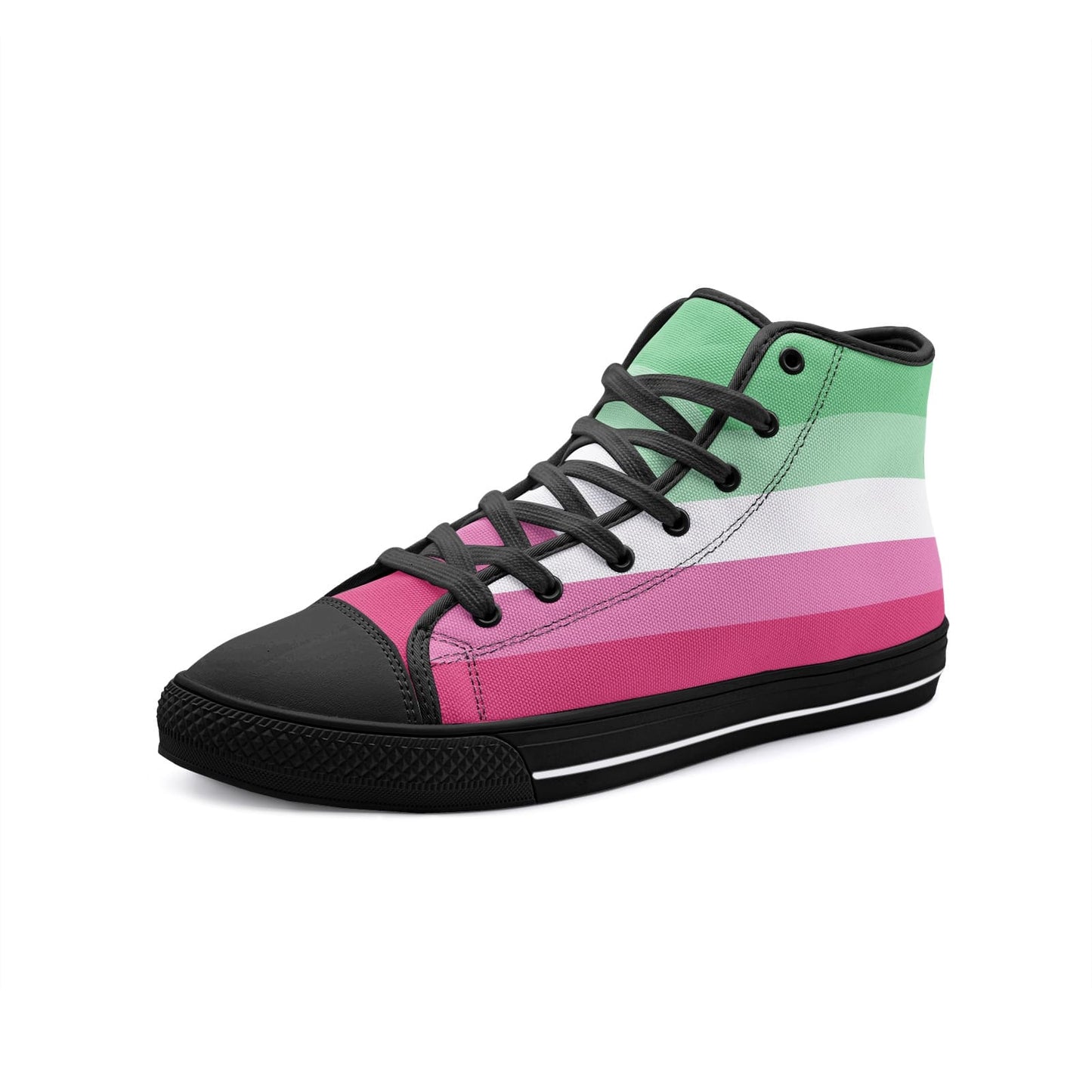 abrosexual shoes, abro pride flag sneakers, black