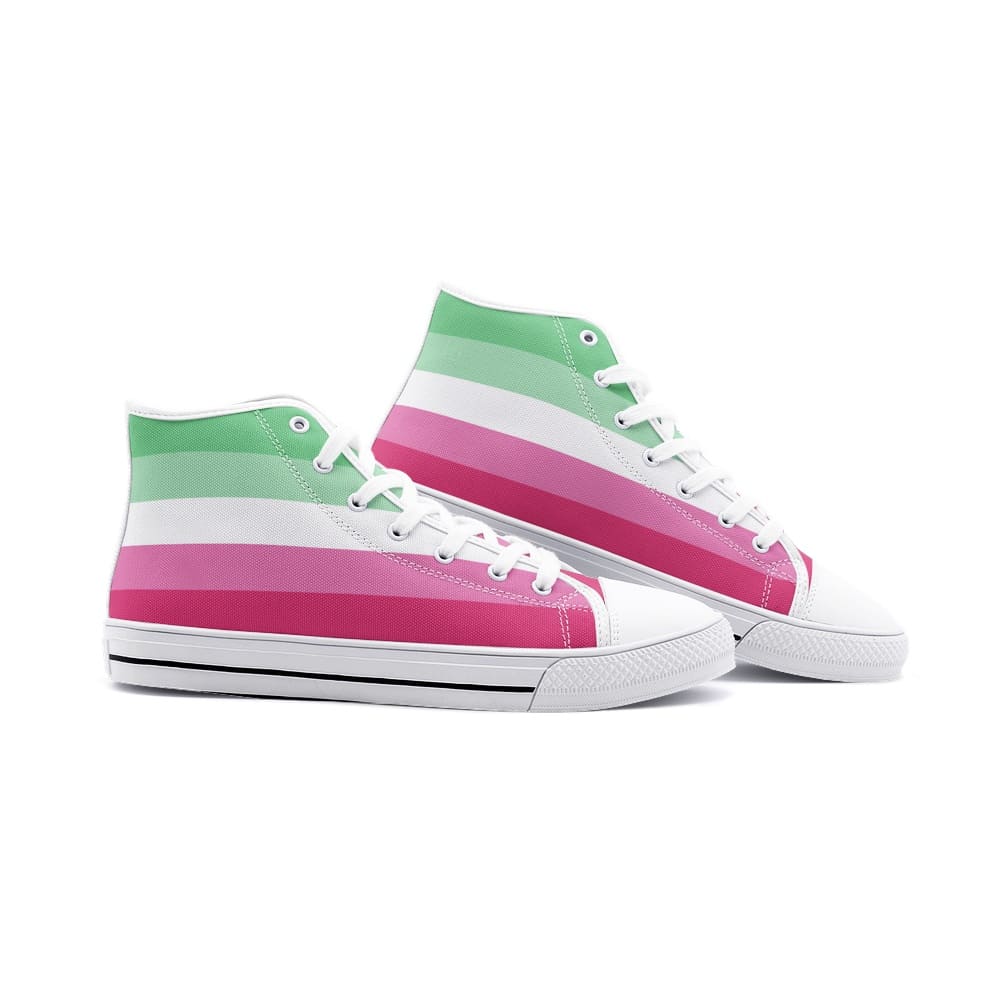 abrosexual shoes, abro pride flag sneakers, white