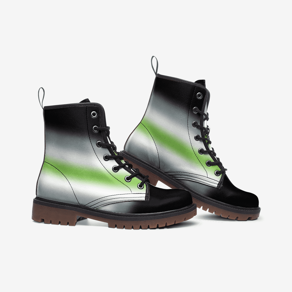 agender shoes, genderless pride combat boots, side