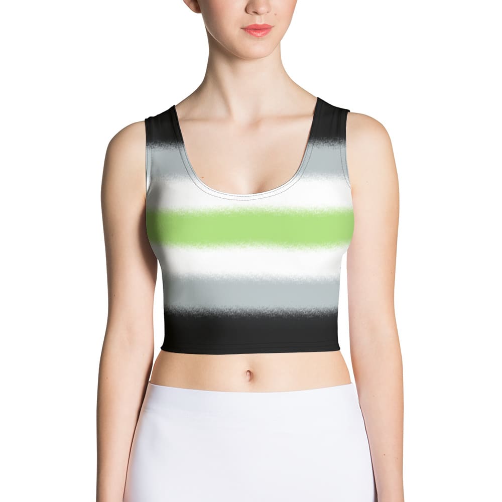 agender crop top, genderless pride tank, model 2 front