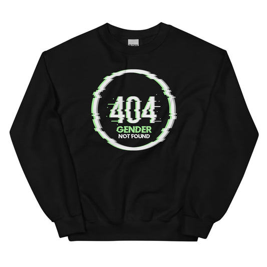 Funny agender sweatshirt with a green and white graphic design on a white background