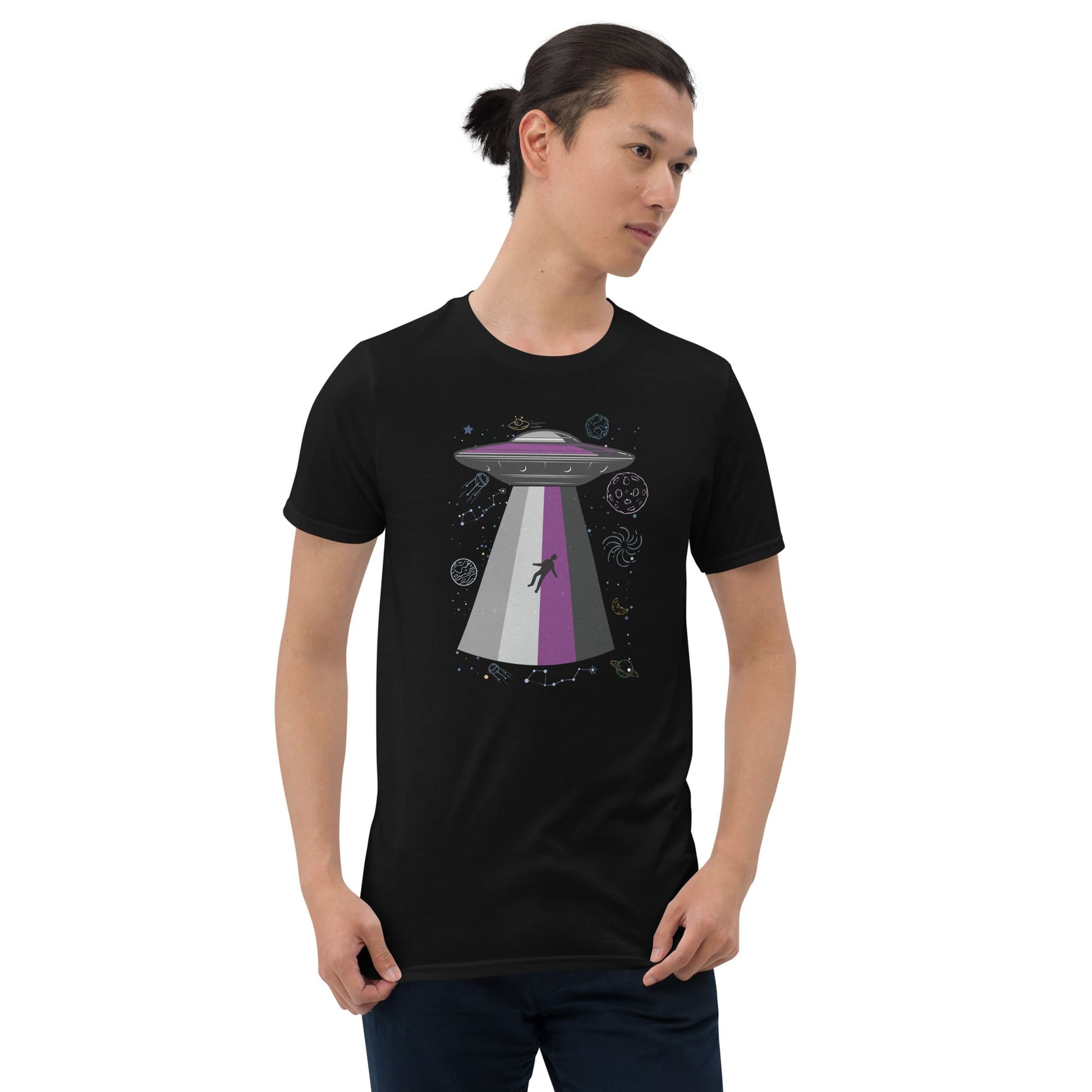 asexual shirt, funny ace UFO alien abduction, model 2