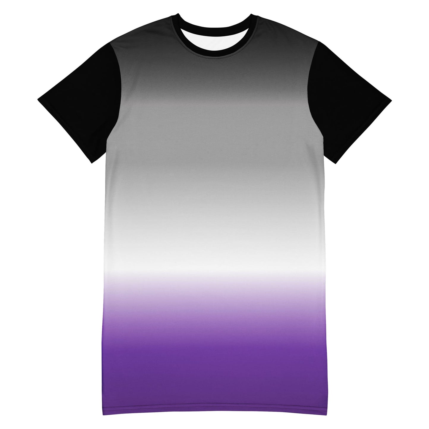 asexual dress, ace pride t shirt dress with angel wings on the back, flatlay front