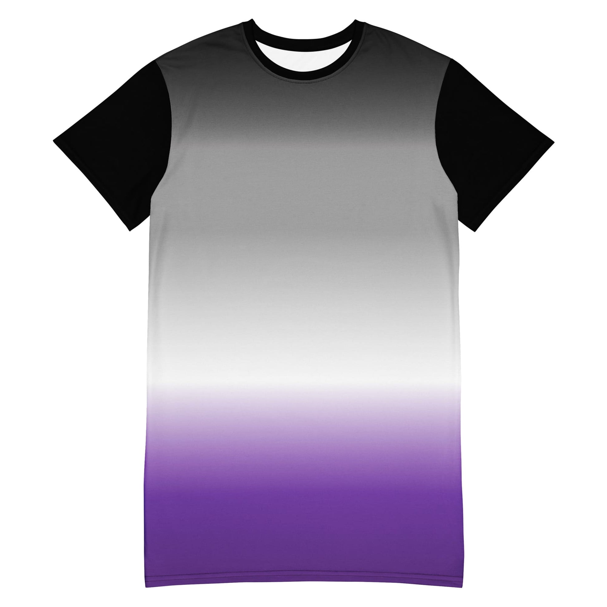 asexual dress, ace pride t shirt dress with angel wings on the back, flatlay front