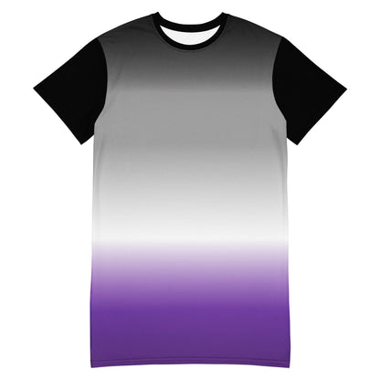 asexual dress, ace pride t shirt dress with angel wings on the back, flatlay front