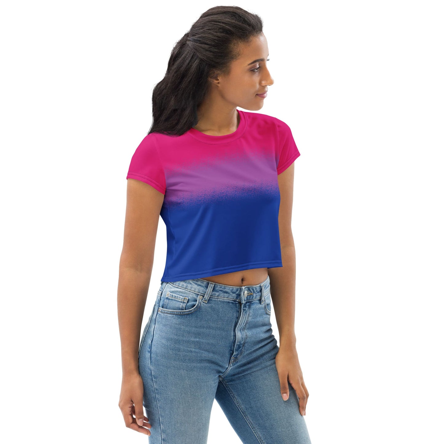 bisexual crop top, bi pride cropped shirt with wings on back, side