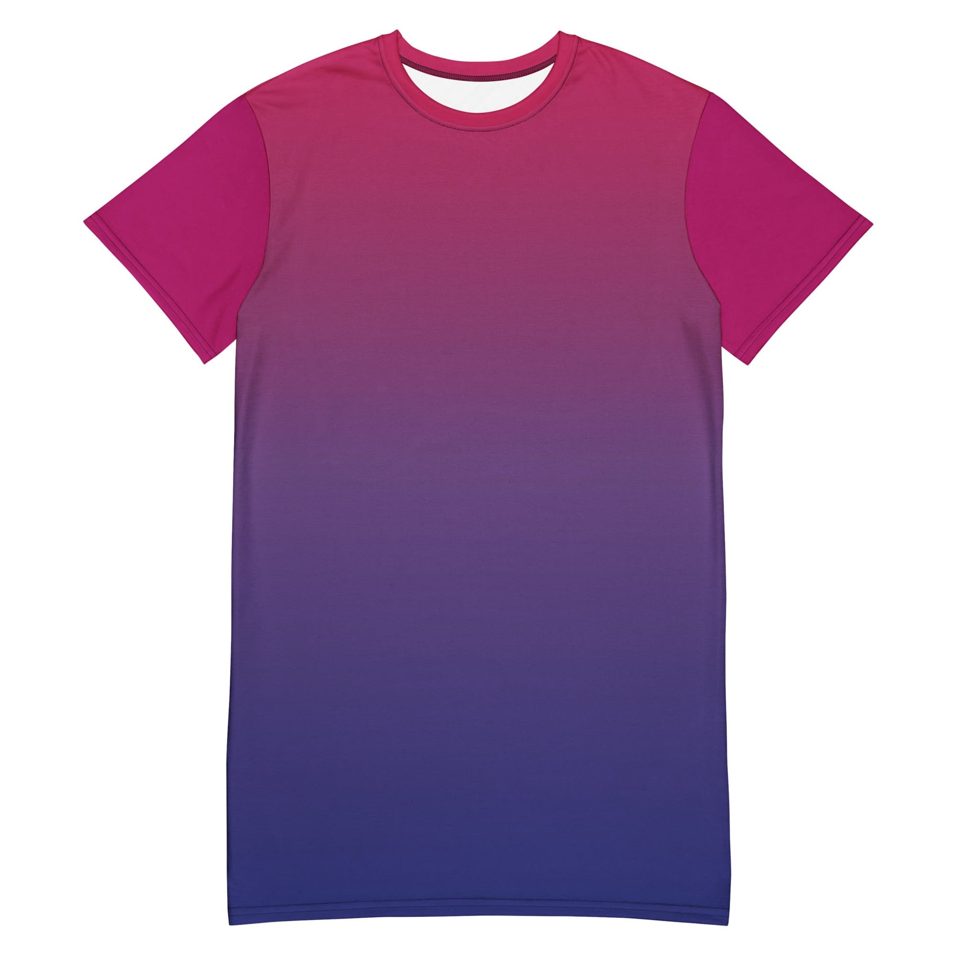 bisexual dress, bi pride t shirt dress with angel wings on the back, flatlay front