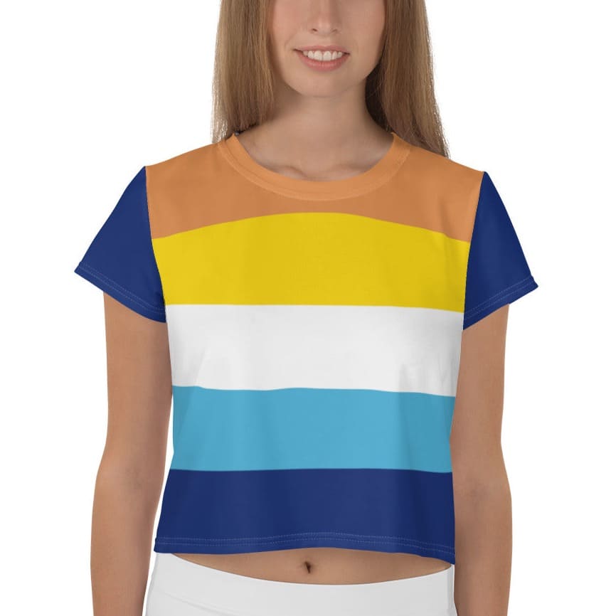 aroace crop top, model 1 front