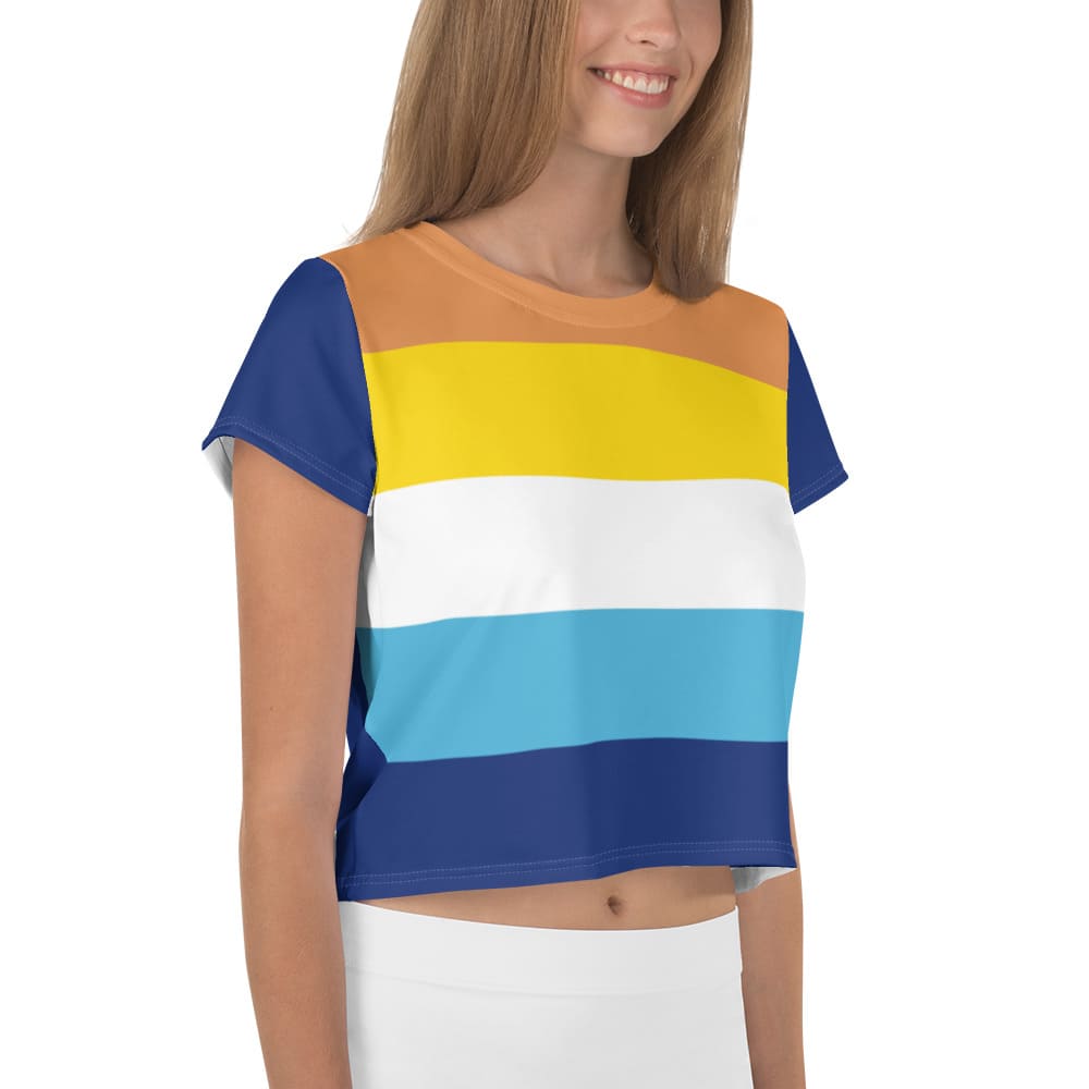 aroace crop top, model 1 right