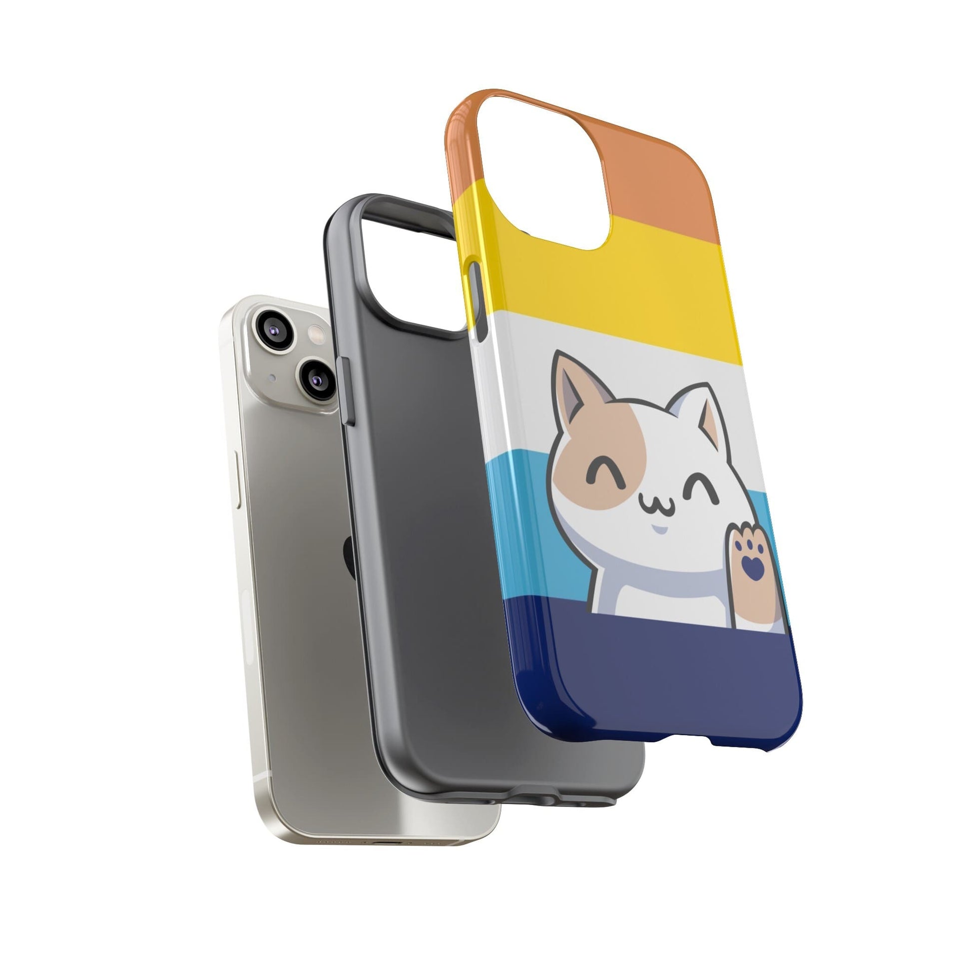 aroace phone case kawaii cat, layers