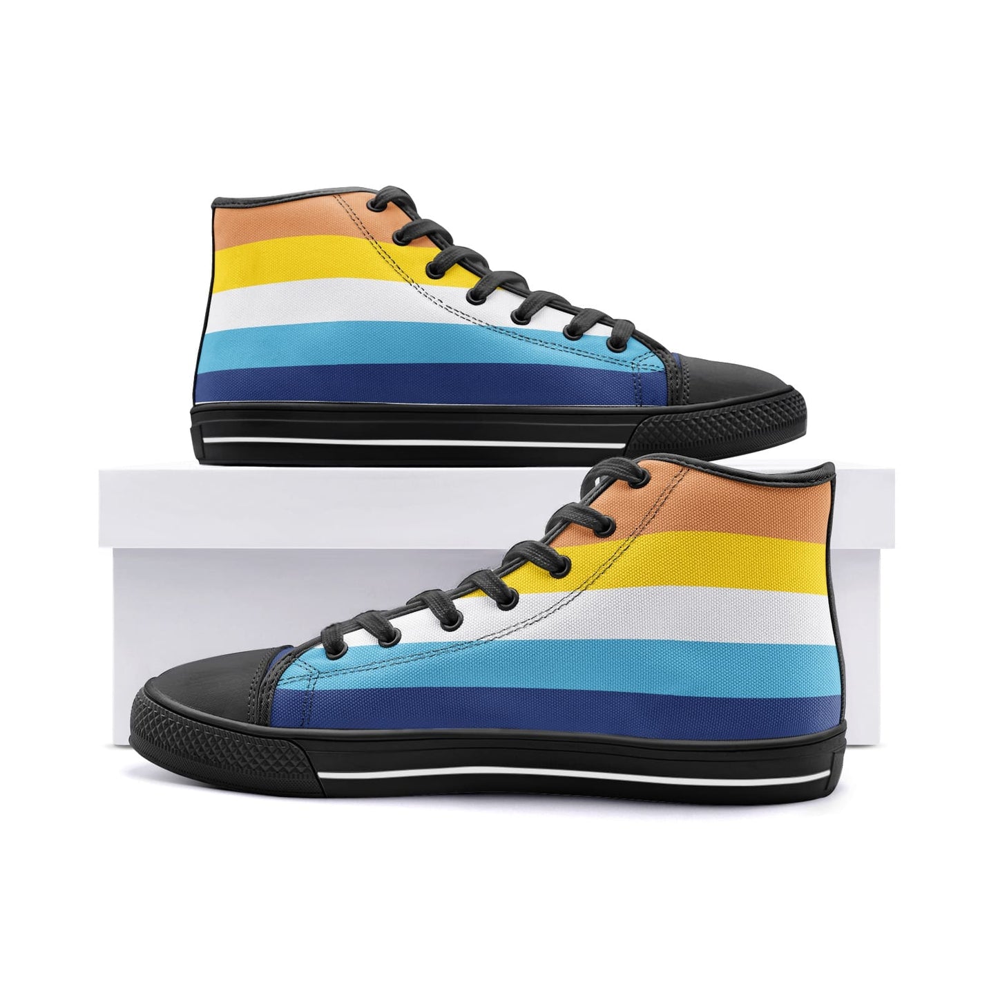 aroace shoes, aro ace pride flag sneakers, black