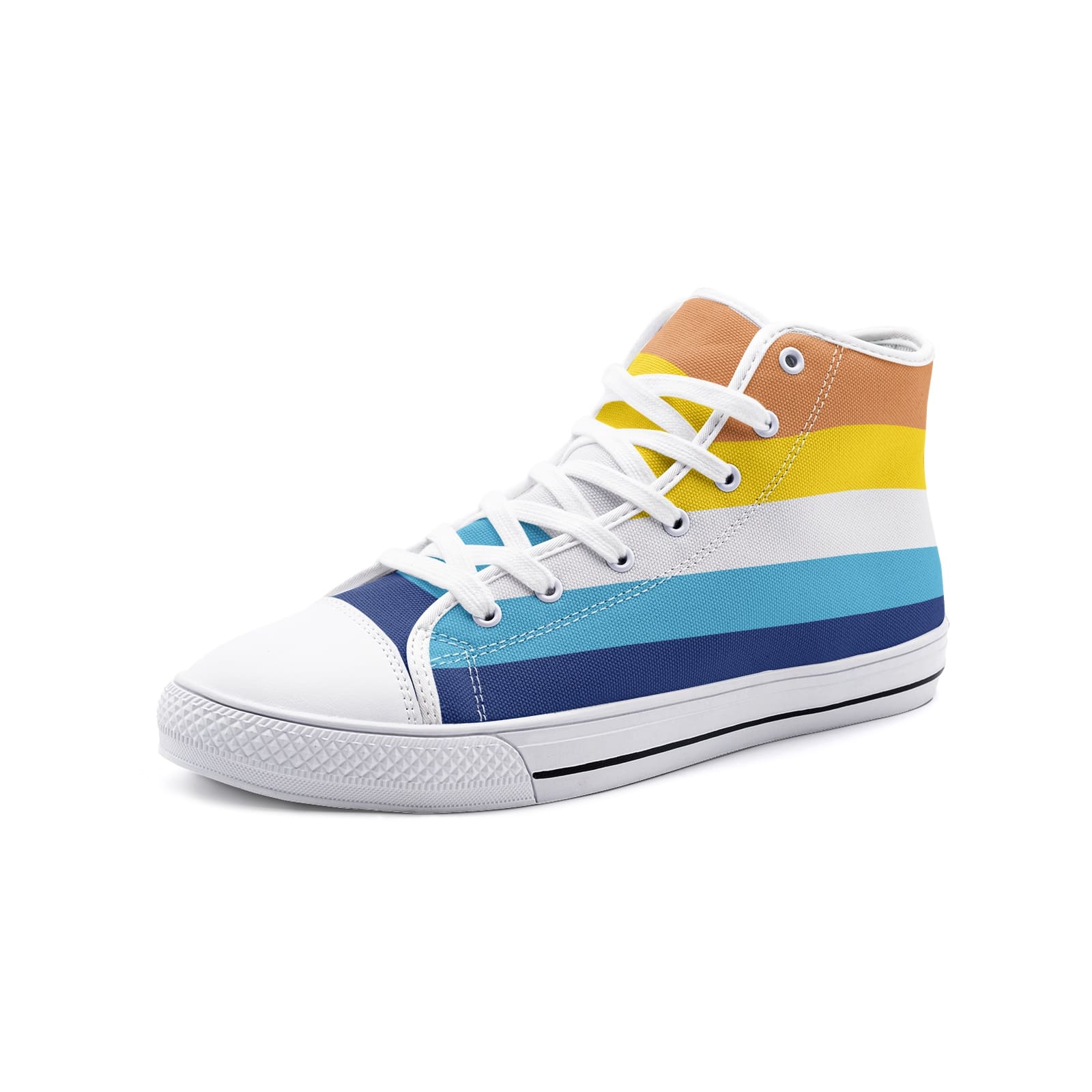 aroace shoes, aro ace pride flag sneakers, white