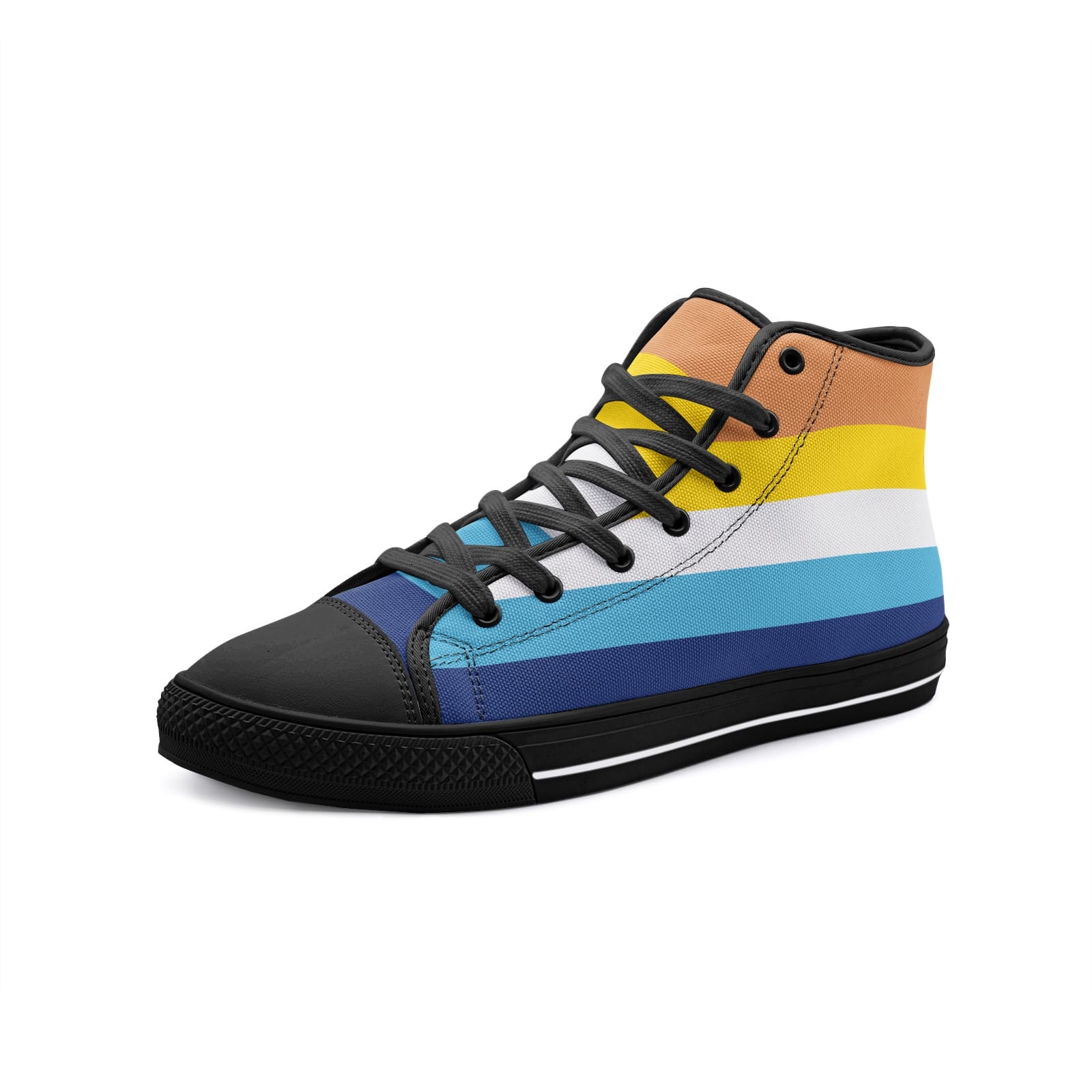 aroace shoes, aro ace pride flag sneakers, black