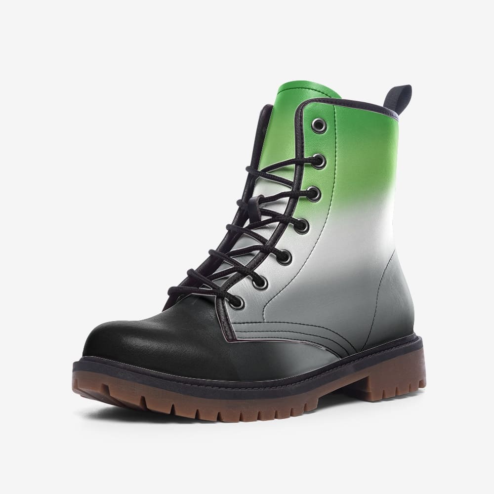 aromantic shoes, aro pride combat boots